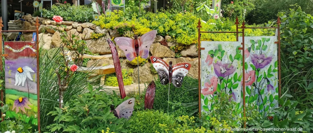 Outdoor Dekoration im Garten natürliche Deko aus Glas, Metall oder Holz